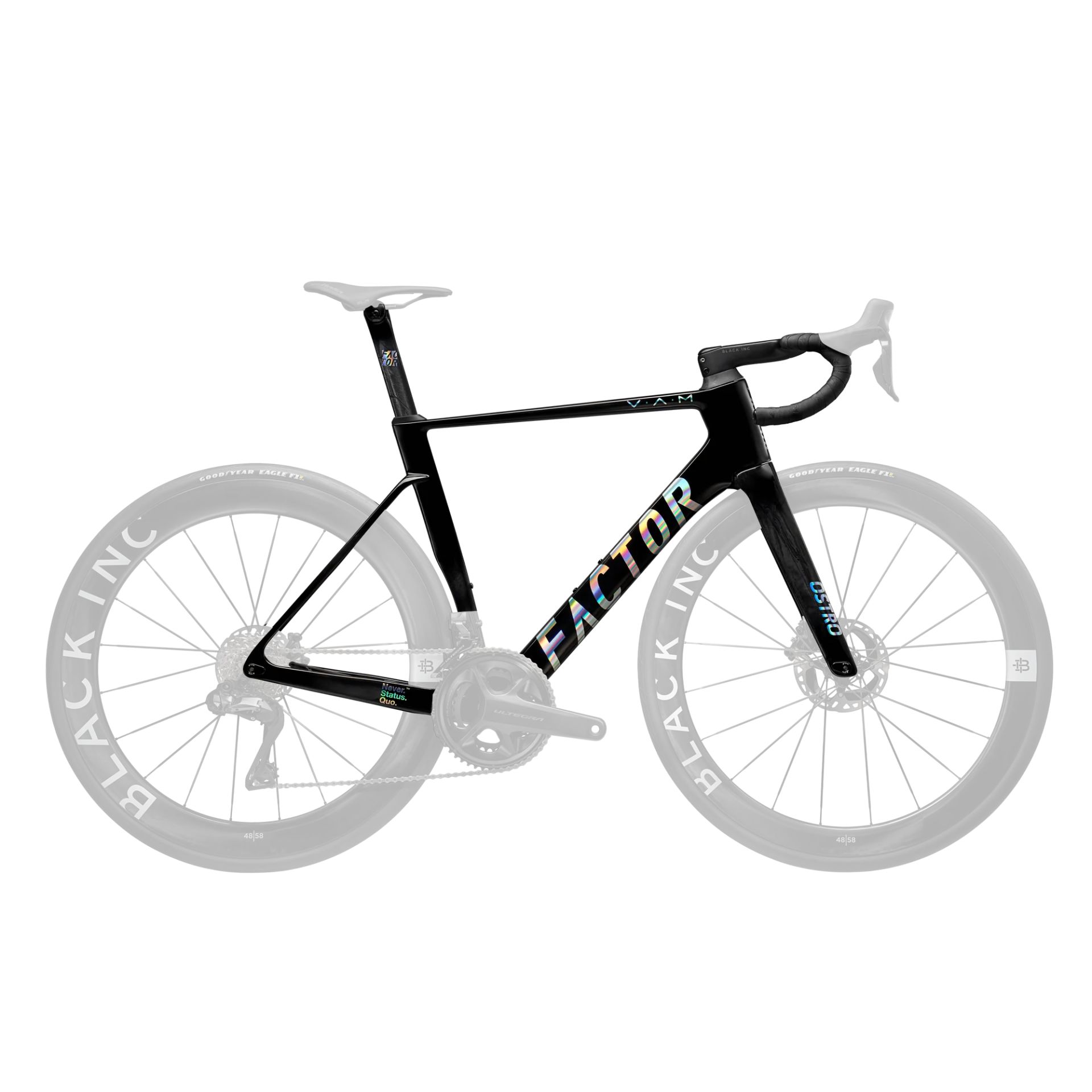 FACTOR OSTRO V.A.M. Gloss Chrome - Premium Kadroset (Kadro, Black Inc Aero Tek Parça Gidon, Sele Borusu, CeramicSpeed Orta Göbek ve Furş Seti)