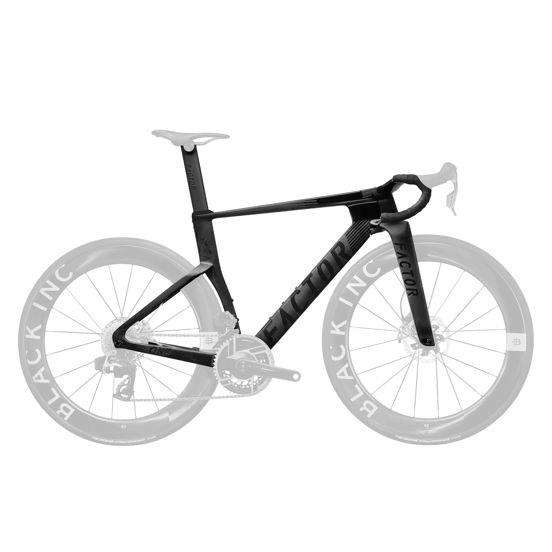 FACTOR ONE Onyx Black - Premium Kadroset (Kadro, Black Inc Aero Tek Parça Gidon, Sele Borusu, CeramicSpeed Orta Göbek ve Furş Seti)