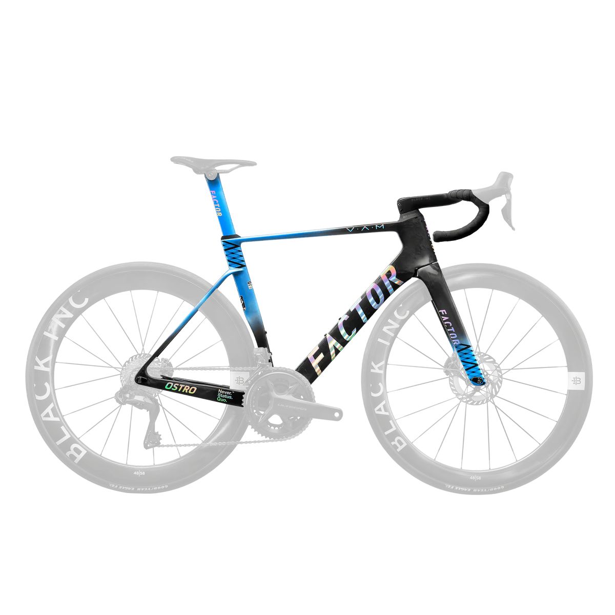 FACTOR OSTRO V.A.M. Icon Blue - Premium Kadroset (Kadro, Black Inc Aero Tek Parça Gidon, Sele Borusu, CeramicSpeed Orta Göbek ve Furş Seti)